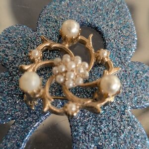 Vintage Pearl Scroll Cluster Brooch